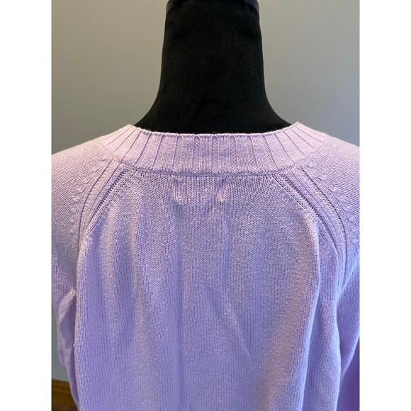 Old Navy Sweater Crewneck Oversized Large Pink Purple Hi Low Hem 55% Cotton - Picture 6 of 11